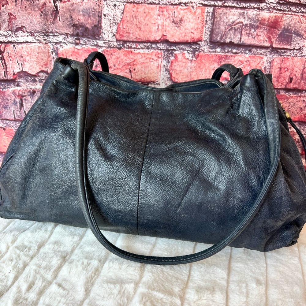 Hobo Prima Leather Shoulder Bag - Deep Navy Blue
